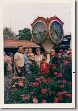 clock in Knott's rose garden